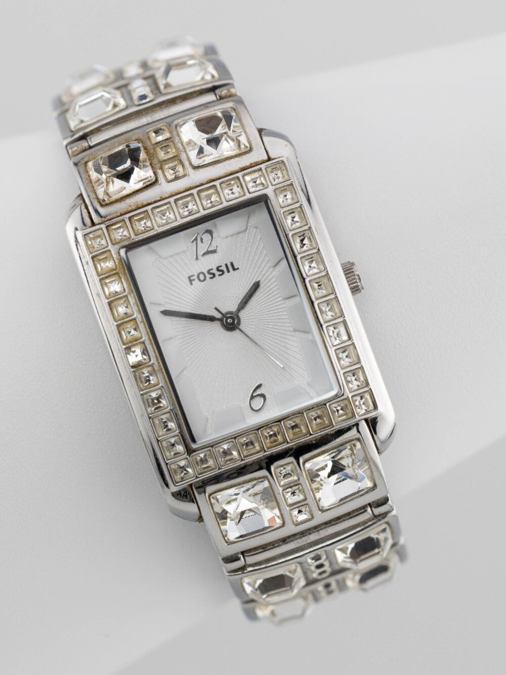 Fossil ES1512 Glitz Crystal Bracelet Quartz Analog Women's Watch Fresh Battery